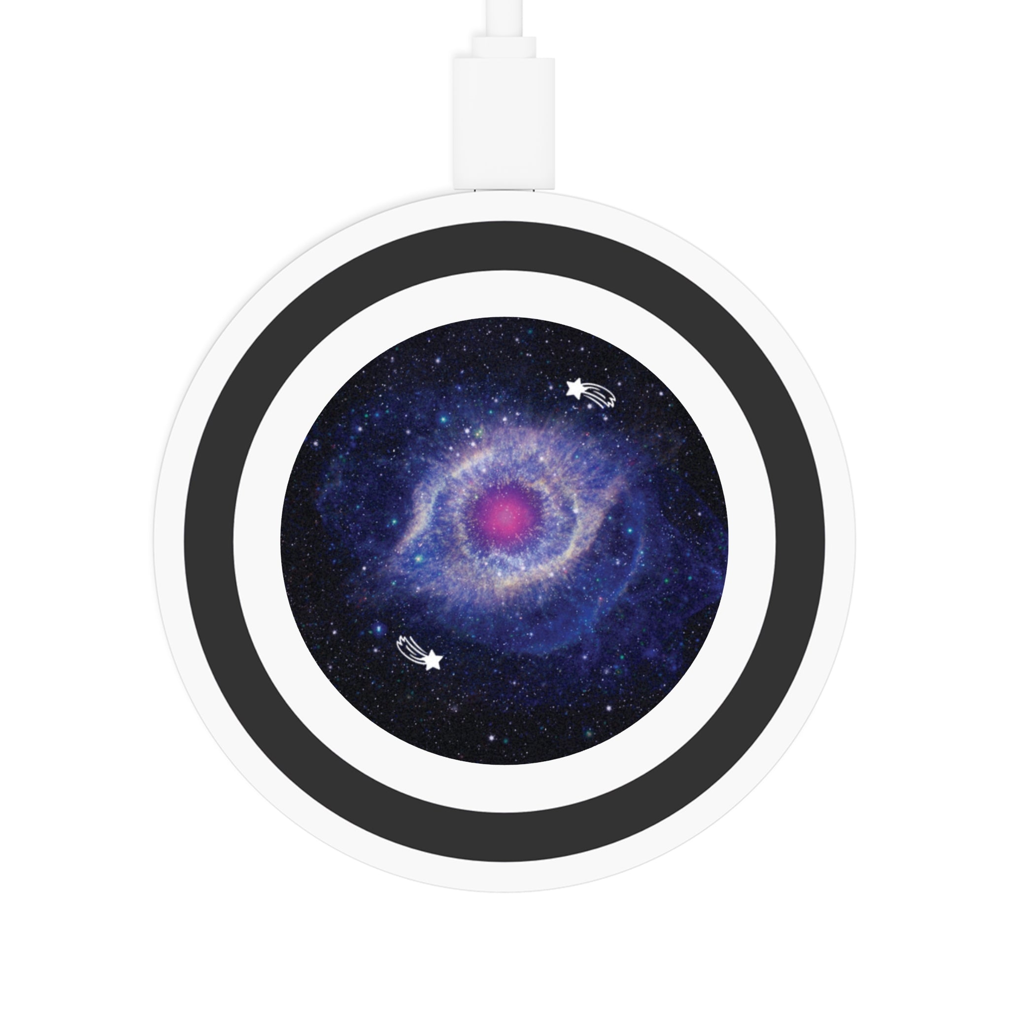 MountainStarGalaxy Wireless Charging Pad — Galaxy Eye Design 2.75" x 2.75" White Black