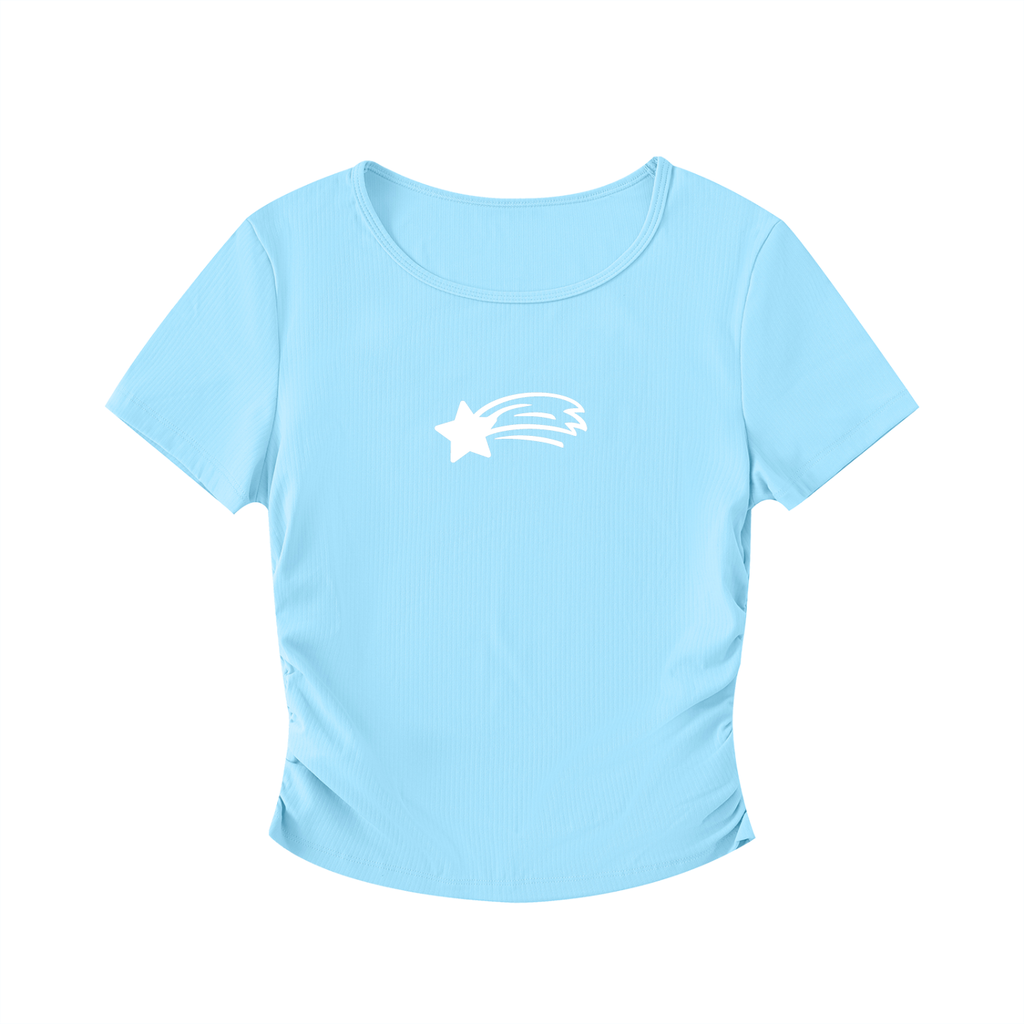 MountainStarGalaxy Women’s Ruched Bodycon Crop Top shirt Blue