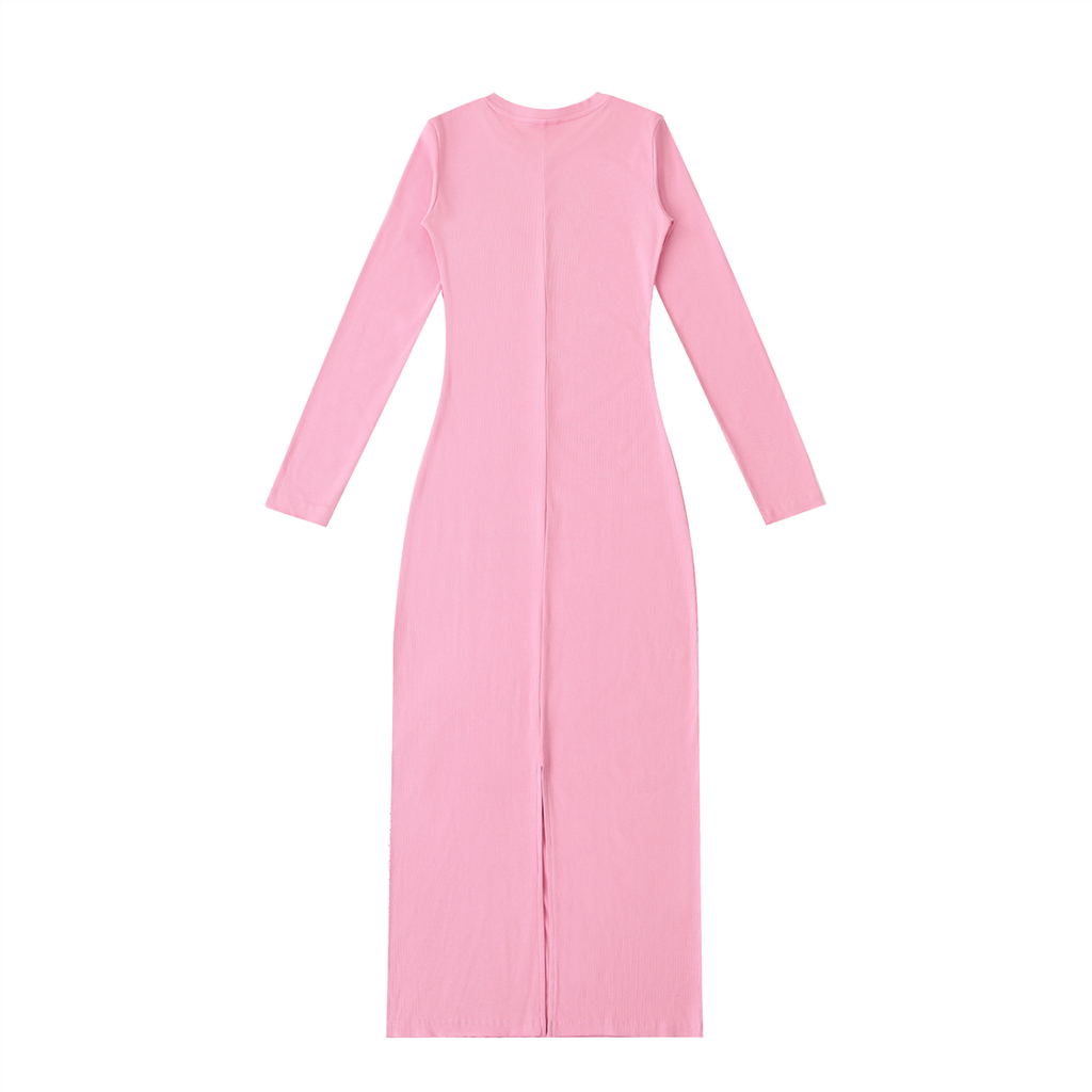 MountainStarGalaxy Dyed Washed Slit Maxi Dress Rose Pink