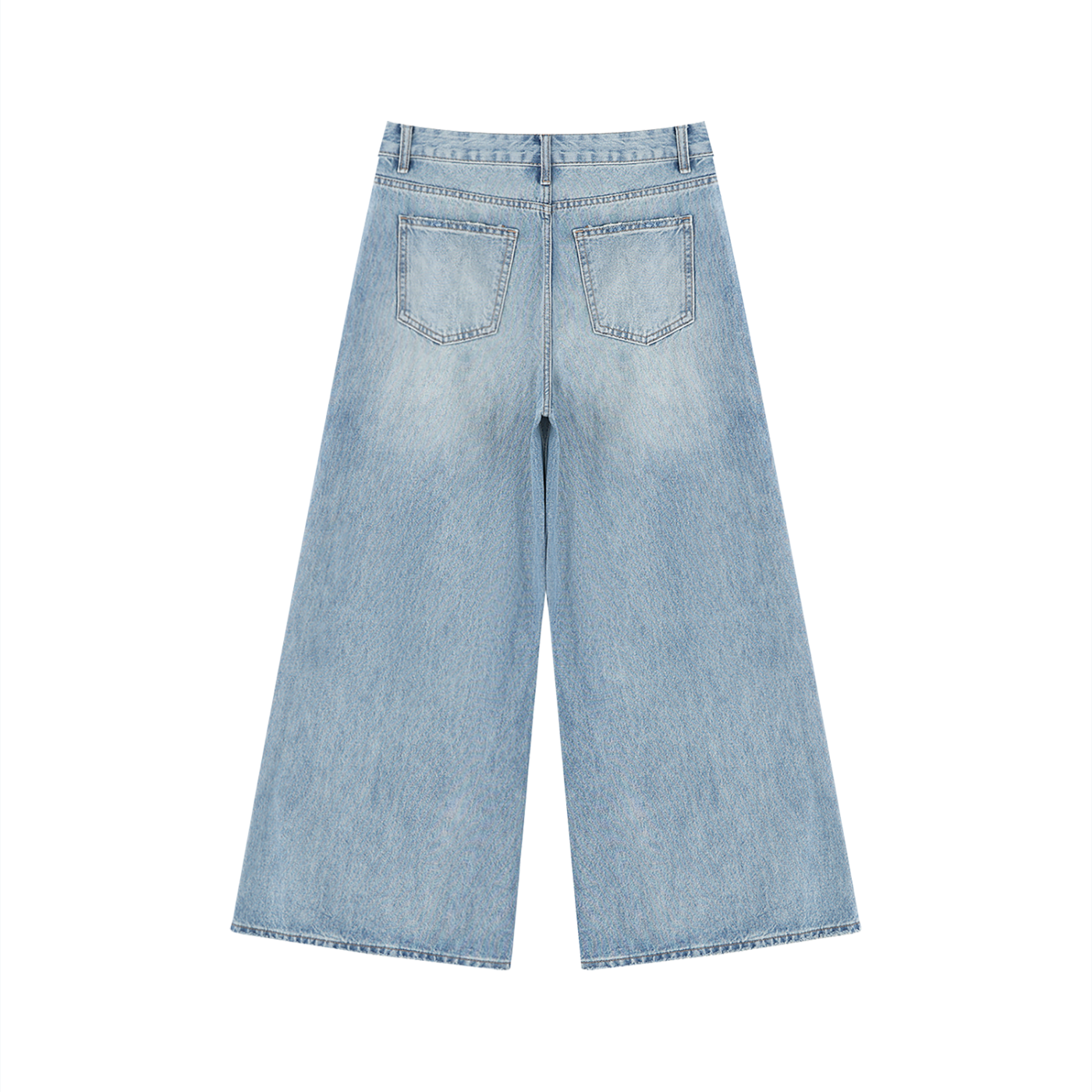 MountainStarGalaxy Women's Vintage Wash Distressed Wide Leg Jeans