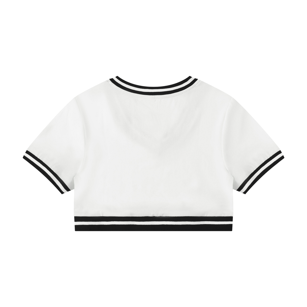MountainStarGalaxy Women's Color Block V-Neck Crop T-Shirt