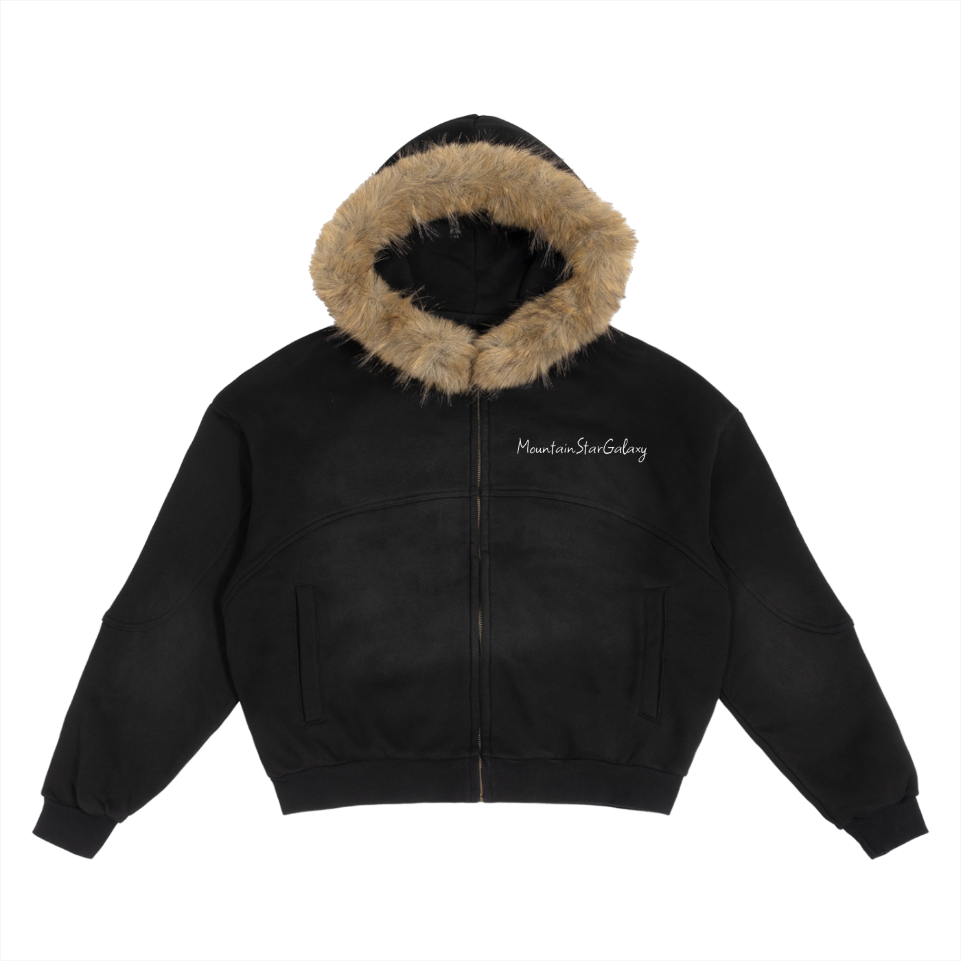 MountainStarGalaxy Sun Fade Boxy Detachable Fur Hoodie
