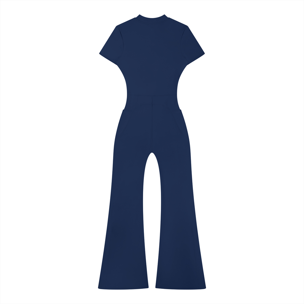 MountainStarGalaxy Women’s Tight Flared Leg Quarter-Zip Jumpsuit