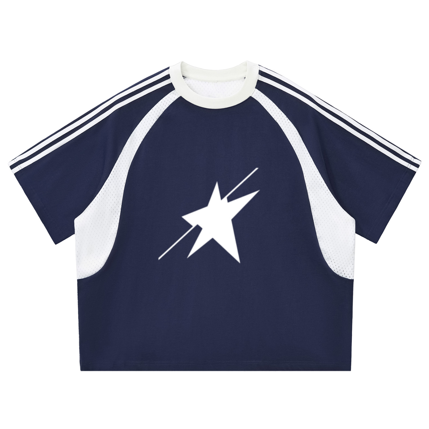 MountainStarGalaxy Contrast Stripes Panel Mesh T-shirt