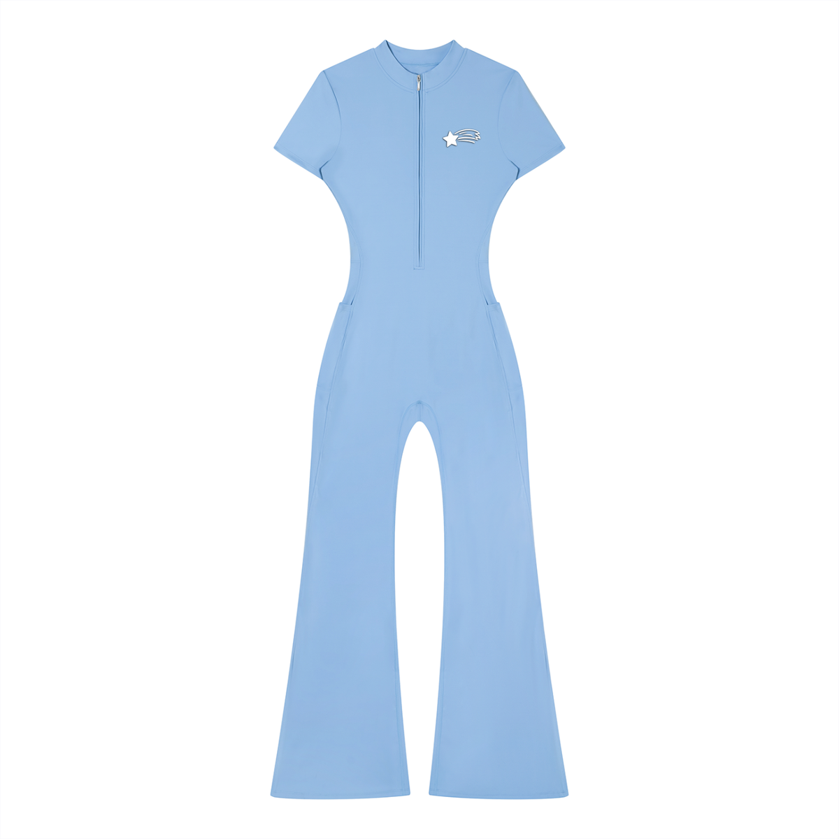 MountainStarGalaxy Women’s Tight Flared Leg Quarter-Zip Jumpsuit