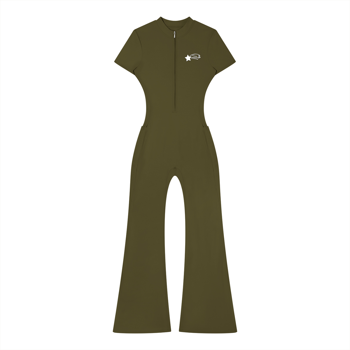 MountainStarGalaxy Women’s Tight Flared Leg Quarter-Zip Jumpsuit