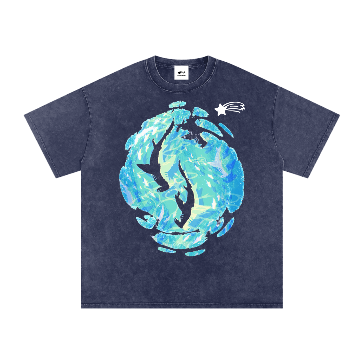 MountainStarGalaxy Unisex Snow Washed Oversized Cotton T-Shirt Royal Blue