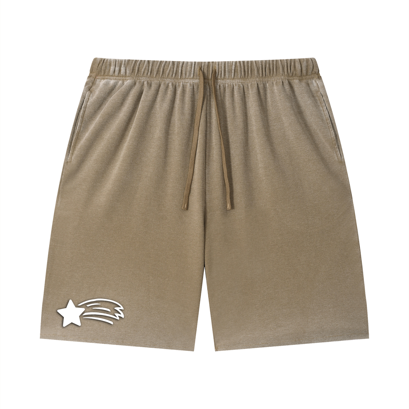 MountainStarGalaxy Unisex Vintage Wash Sunfade Waffle Raw Hem Shorts