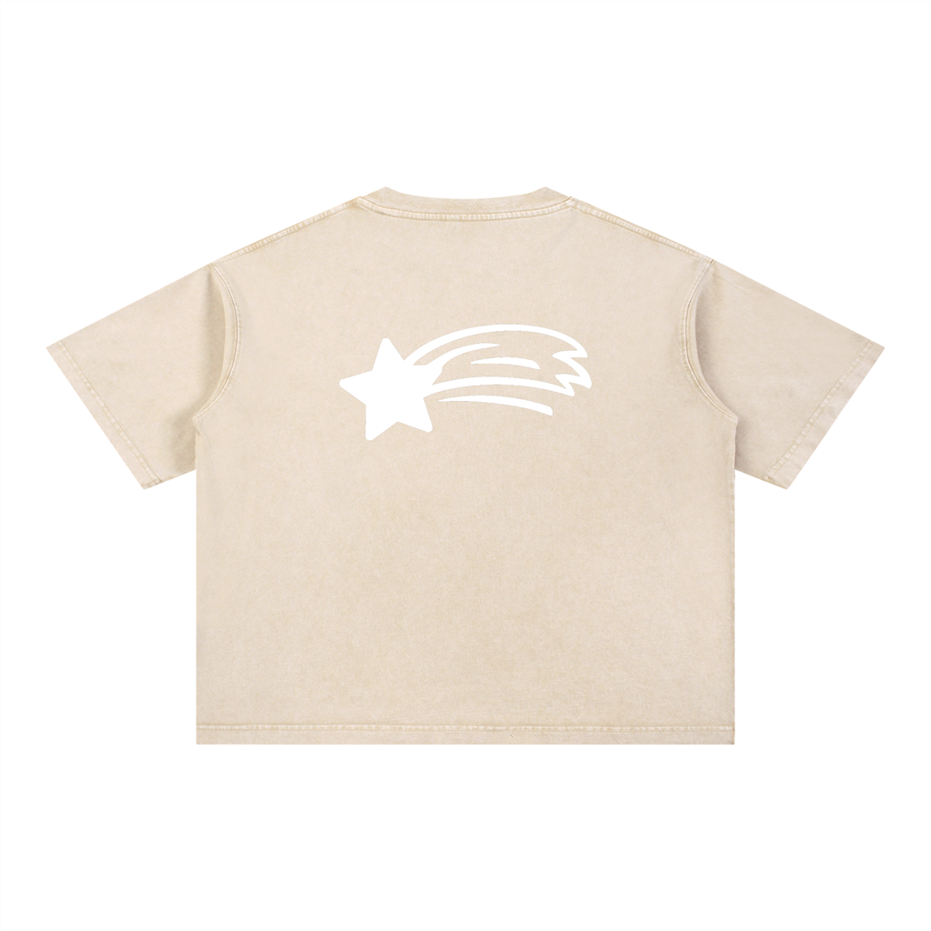 MountainStarGalaxy Mineral Wash Boxy Cotton T-Shirt Light Apricot
