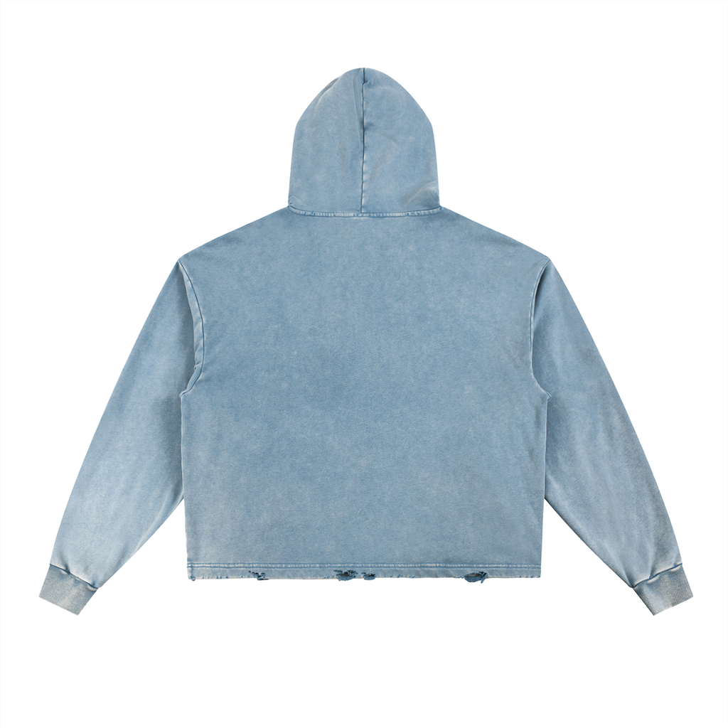 MountainStarGalaxy Unisex Vintage Washed Frayed-Hem Hoodie Blue
