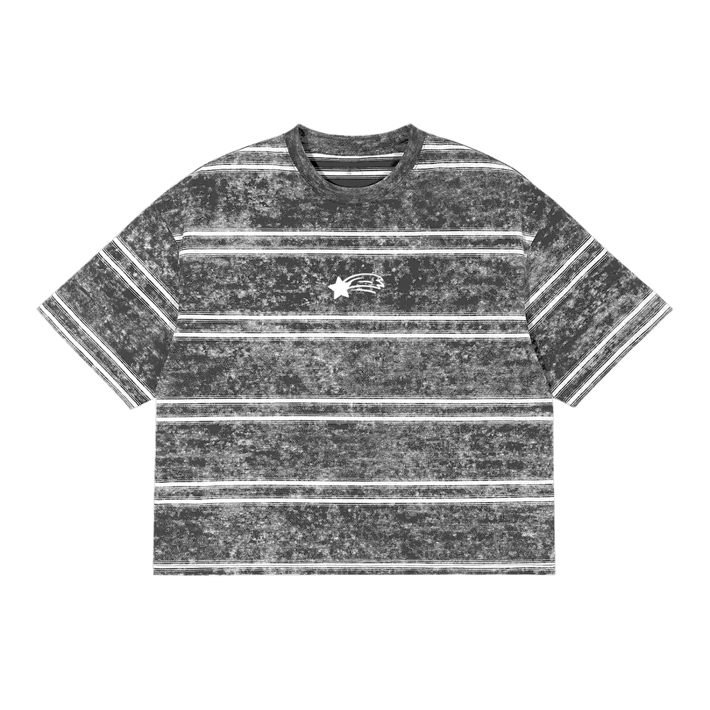 MountainStarGalaxy Unisex Snow Washed Striped Boxy T-Shirt Gray