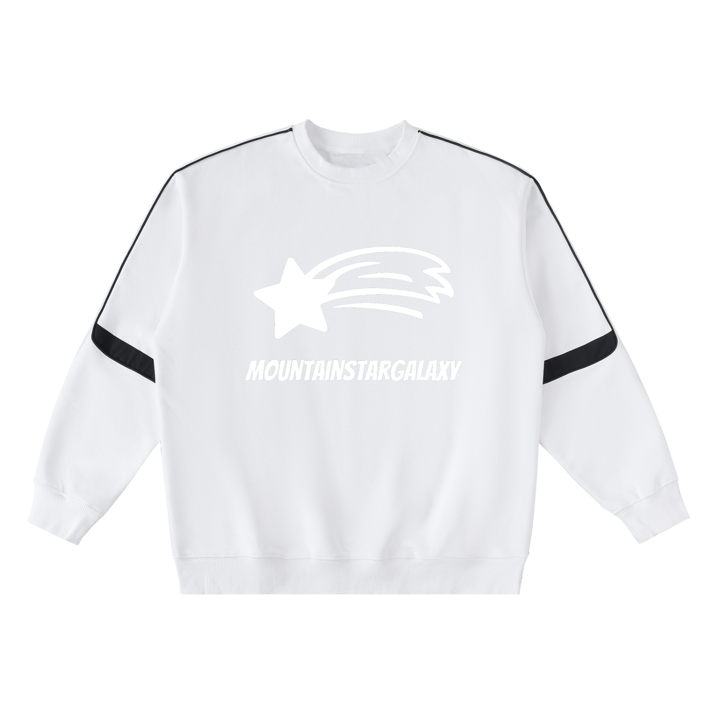 MountainStarGalaxy Unisex Oversized Crewneck Taped Unisex Sweatshirt White