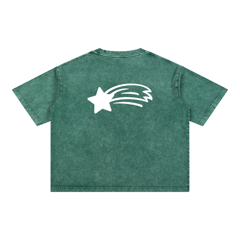 MountainStarGalaxy Mineral Wash Boxy Cotton T-Shirt Blackish Green
