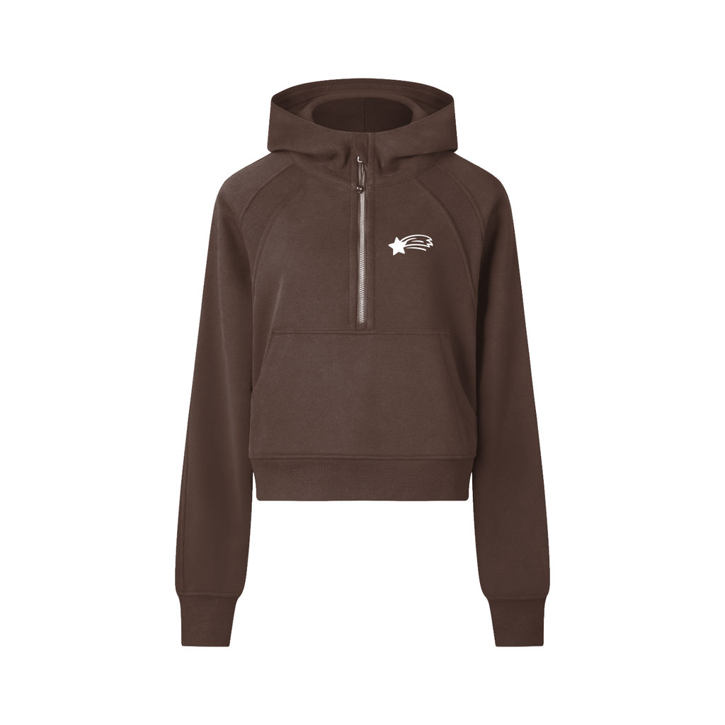 MountainStarGalaxy Women’s Cropped Half-Zip Hoodie Coffee