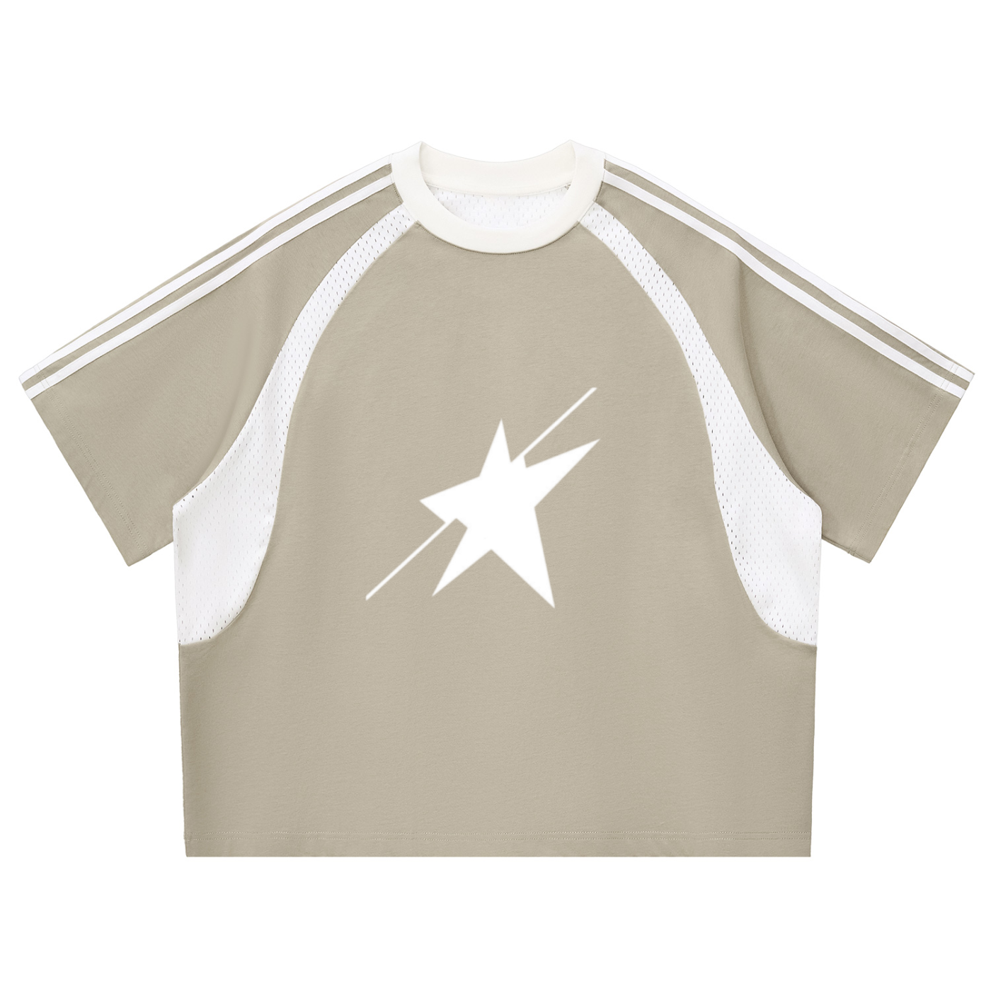 MountainStarGalaxy Contrast Stripes Panel Mesh T-shirt