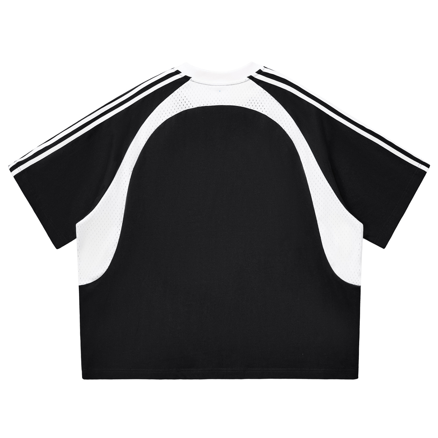 MountainStarGalaxy Contrast Stripes Panel Mesh T-shirt Black with White