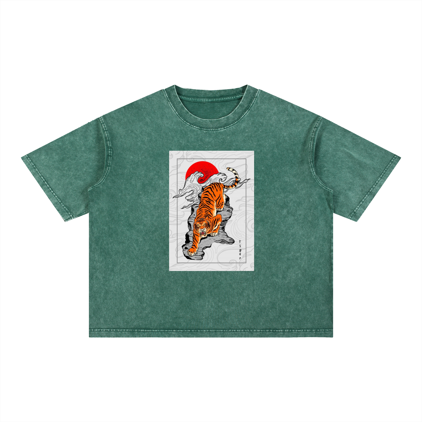 MountainStarGalaxy Mineral Wash Boxy Cotton T-Shirt Blackish Green