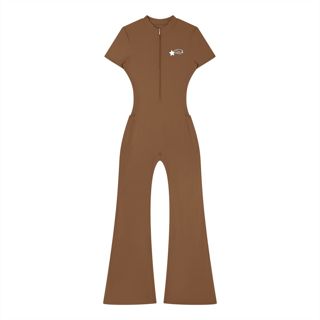 MountainStarGalaxy Women’s Tight Flared Leg Quarter-Zip Jumpsuit