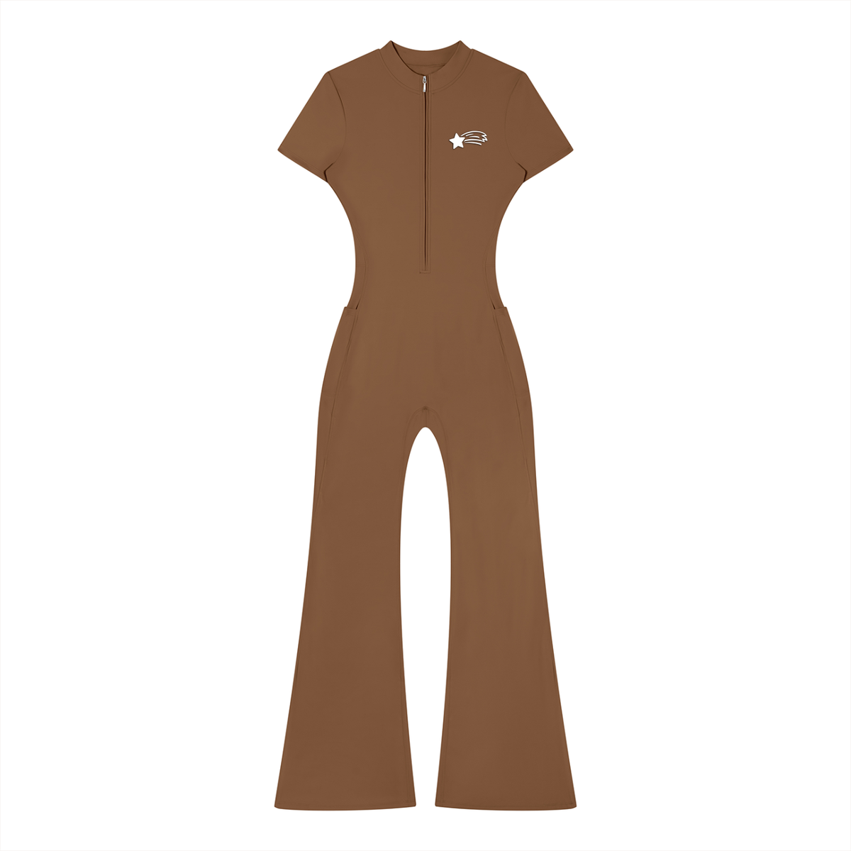 MountainStarGalaxy Women’s Tight Flared Leg Quarter-Zip Jumpsuit