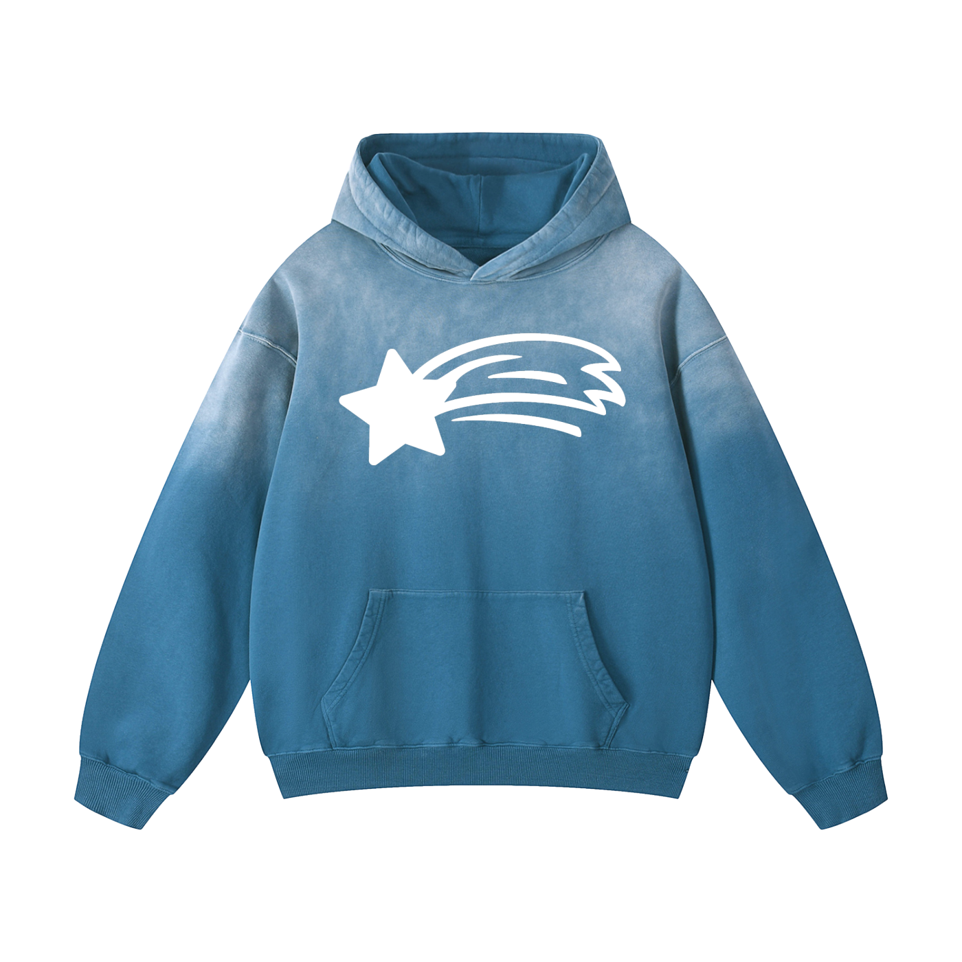 MountainStarGalaxy Heavyweight Sunfade Oversized Hoodie Jeans Blue