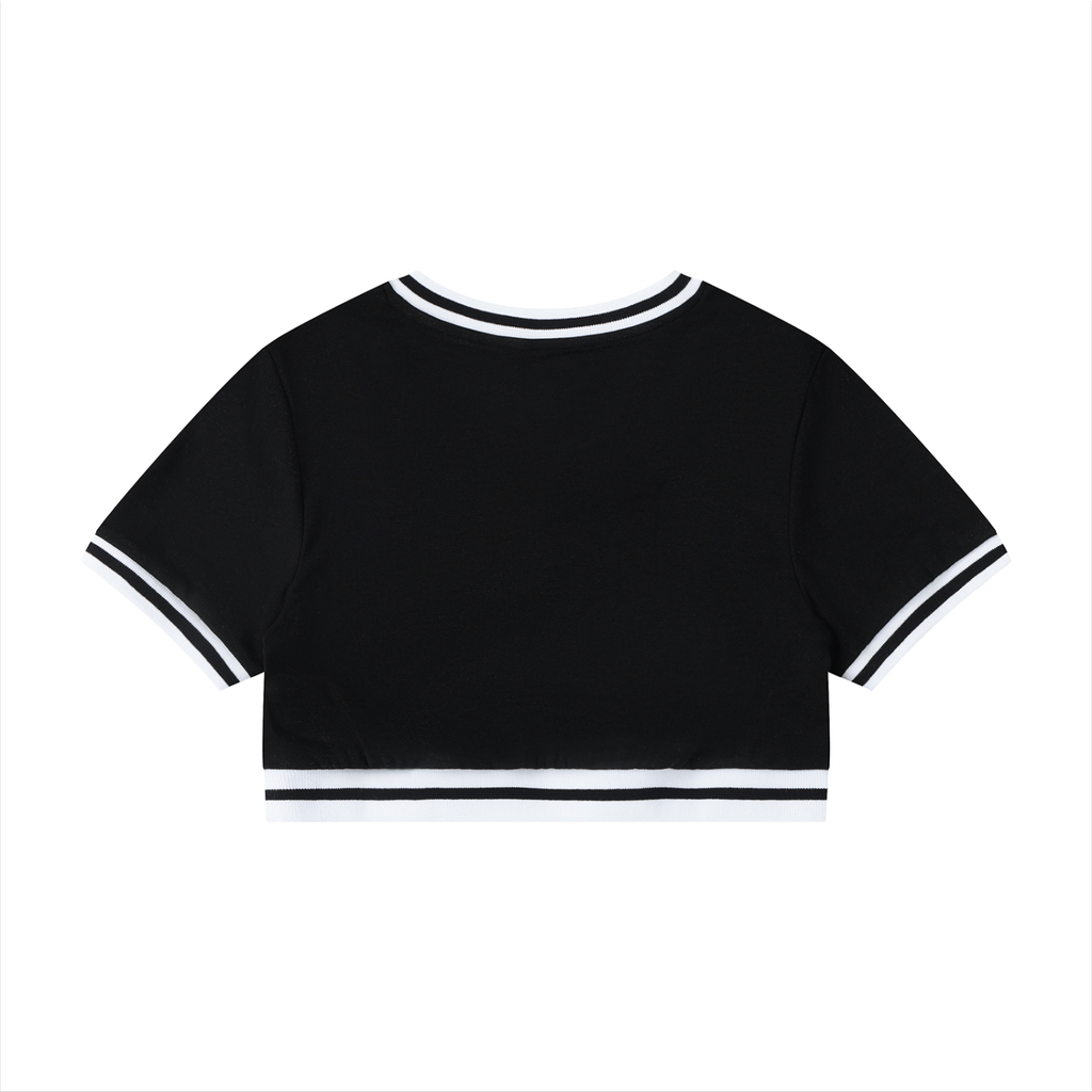 MountainStarGalaxy Women's Color Block V-Neck Crop T-Shirt