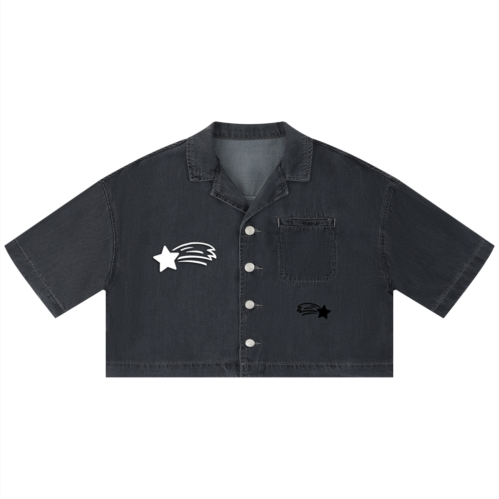 MountainStarGalaxy Women's Vintage Wash Boxy Cropped Shirt