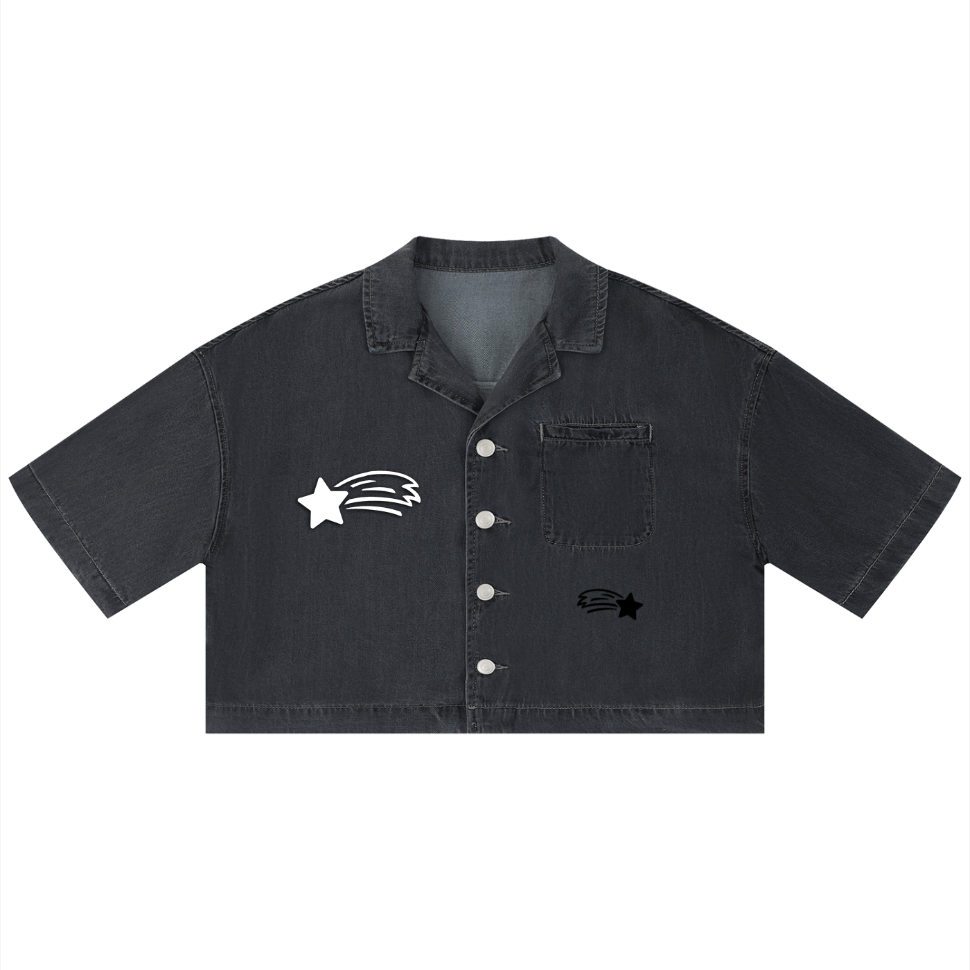 MountainStarGalaxy Women's Vintage Wash Boxy Cropped Shirt