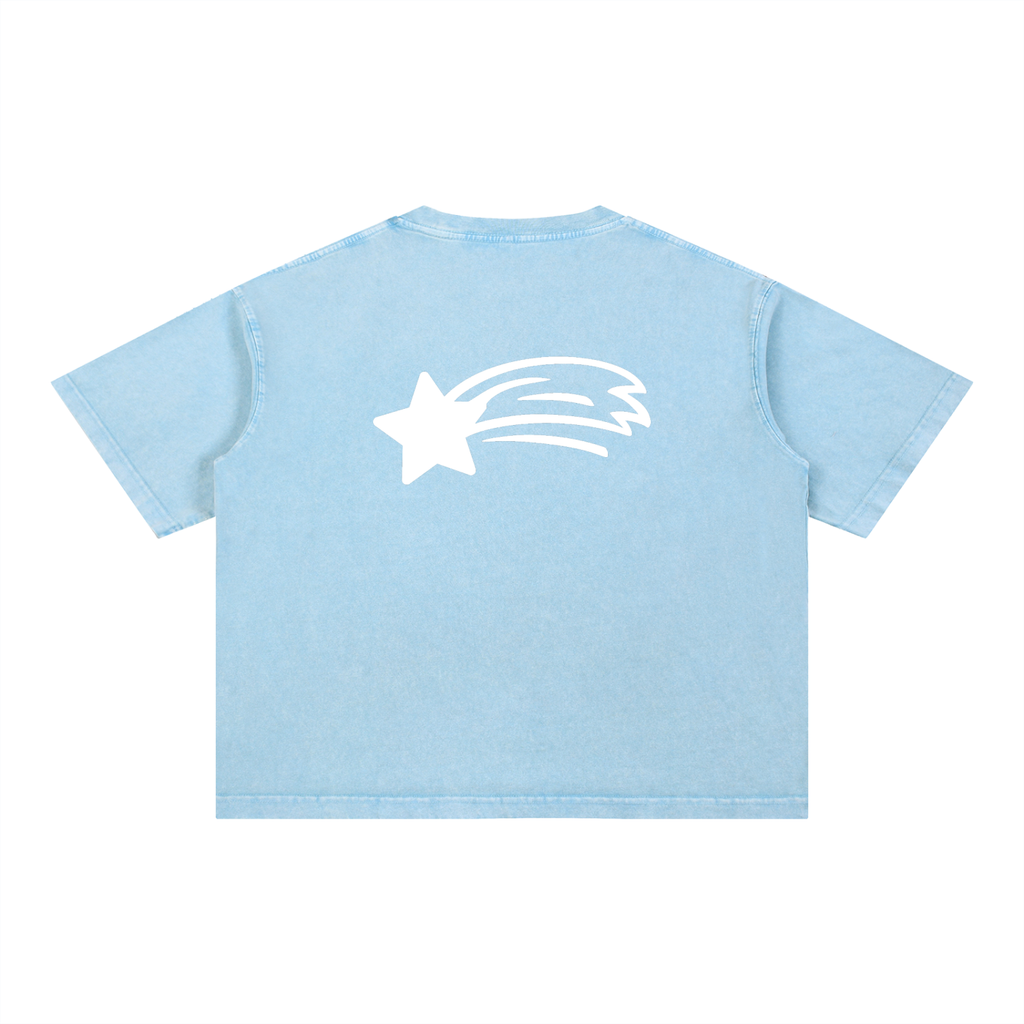 MountainStarGalaxy Mineral Wash Boxy Cotton T-Shirt Sky Blue