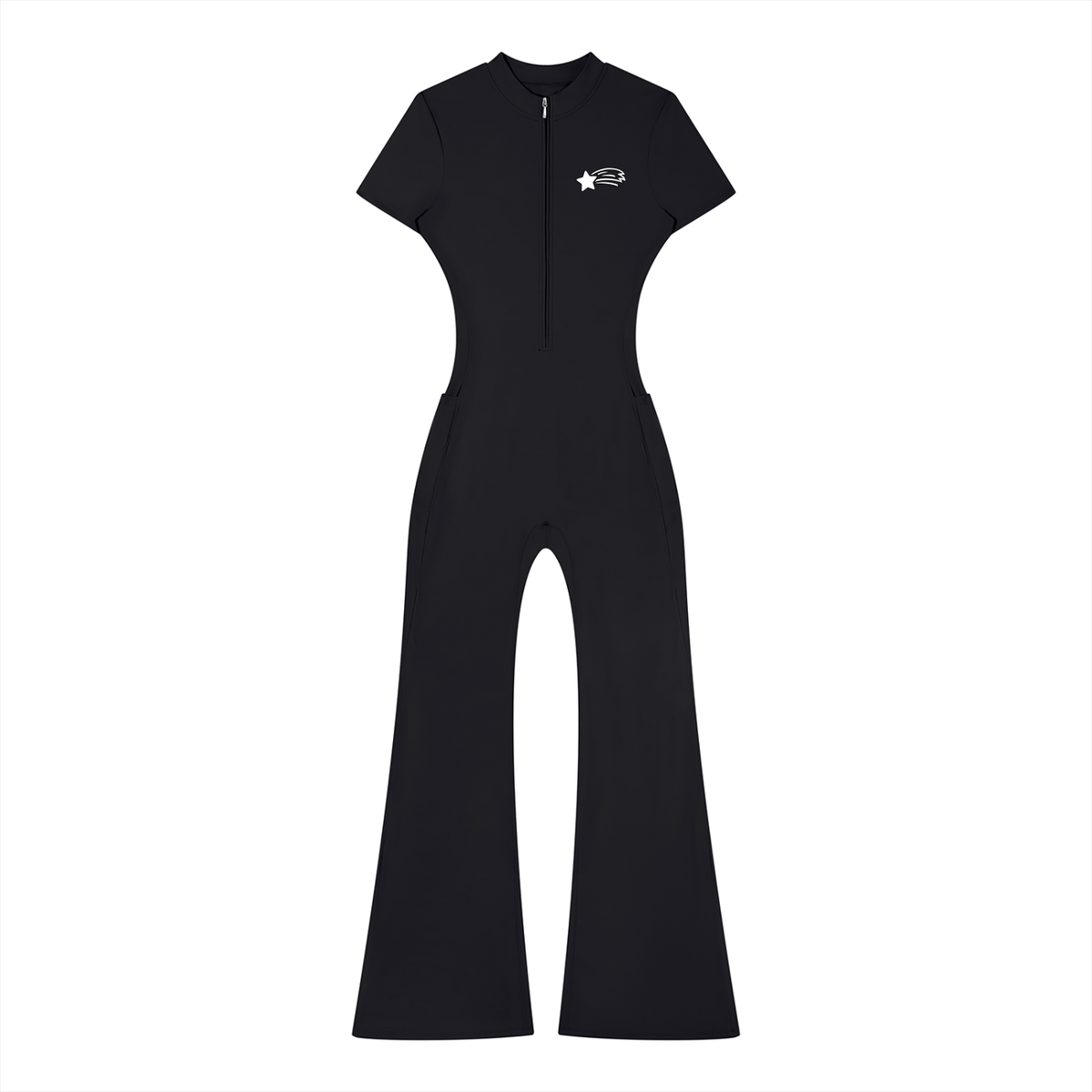 MountainStarGalaxy Women’s Tight Flared Leg Quarter-Zip Jumpsuit