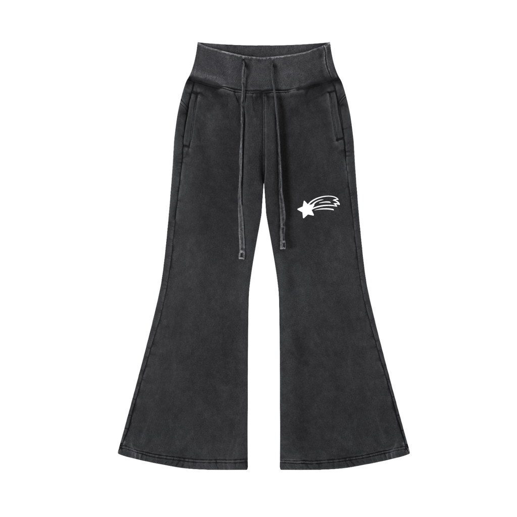 MountainStarGalaxy Women’s Vintage Washed Flared Fleece Pants Washed Black
