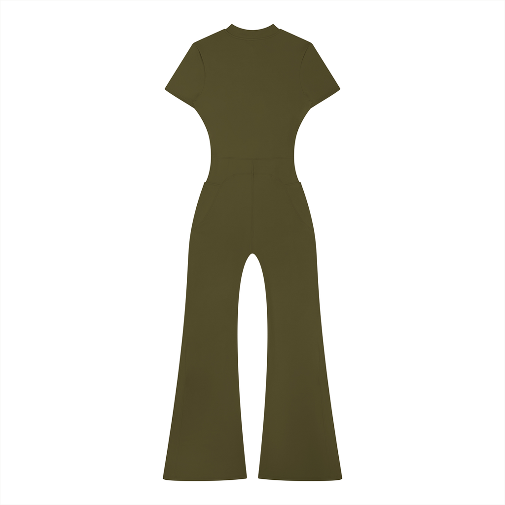 MountainStarGalaxy Women’s Tight Flared Leg Quarter-Zip Jumpsuit