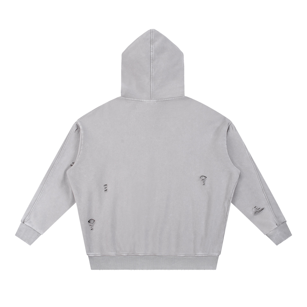 MountainStarGalaxy Snow Washed Distressed Panel Pocket Hoodie Light Gray