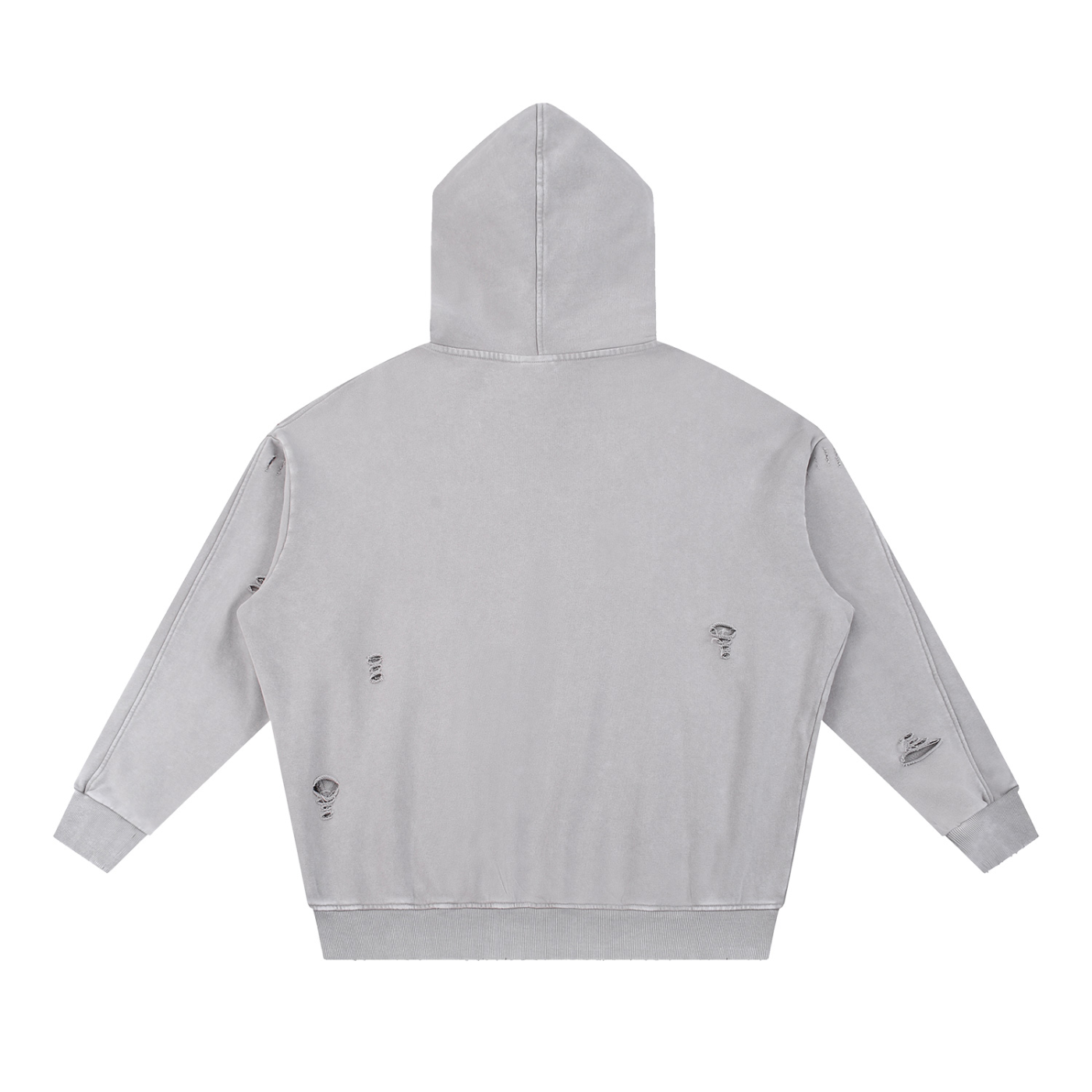 MountainStarGalaxy Snow Washed Distressed Panel Pocket Hoodie Light Gray