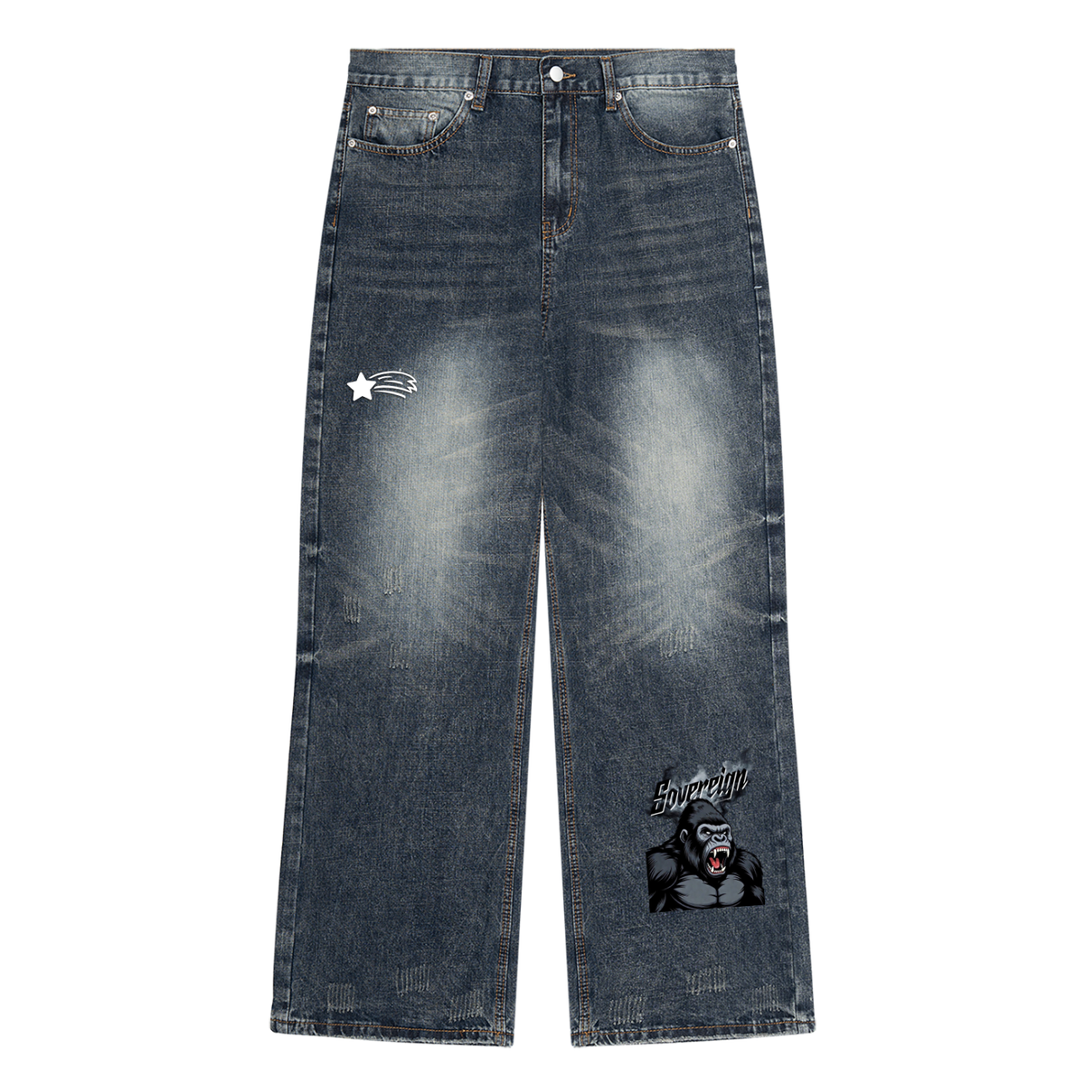 MountainStargalaxy Men's Vintage Wash Denim Jeans