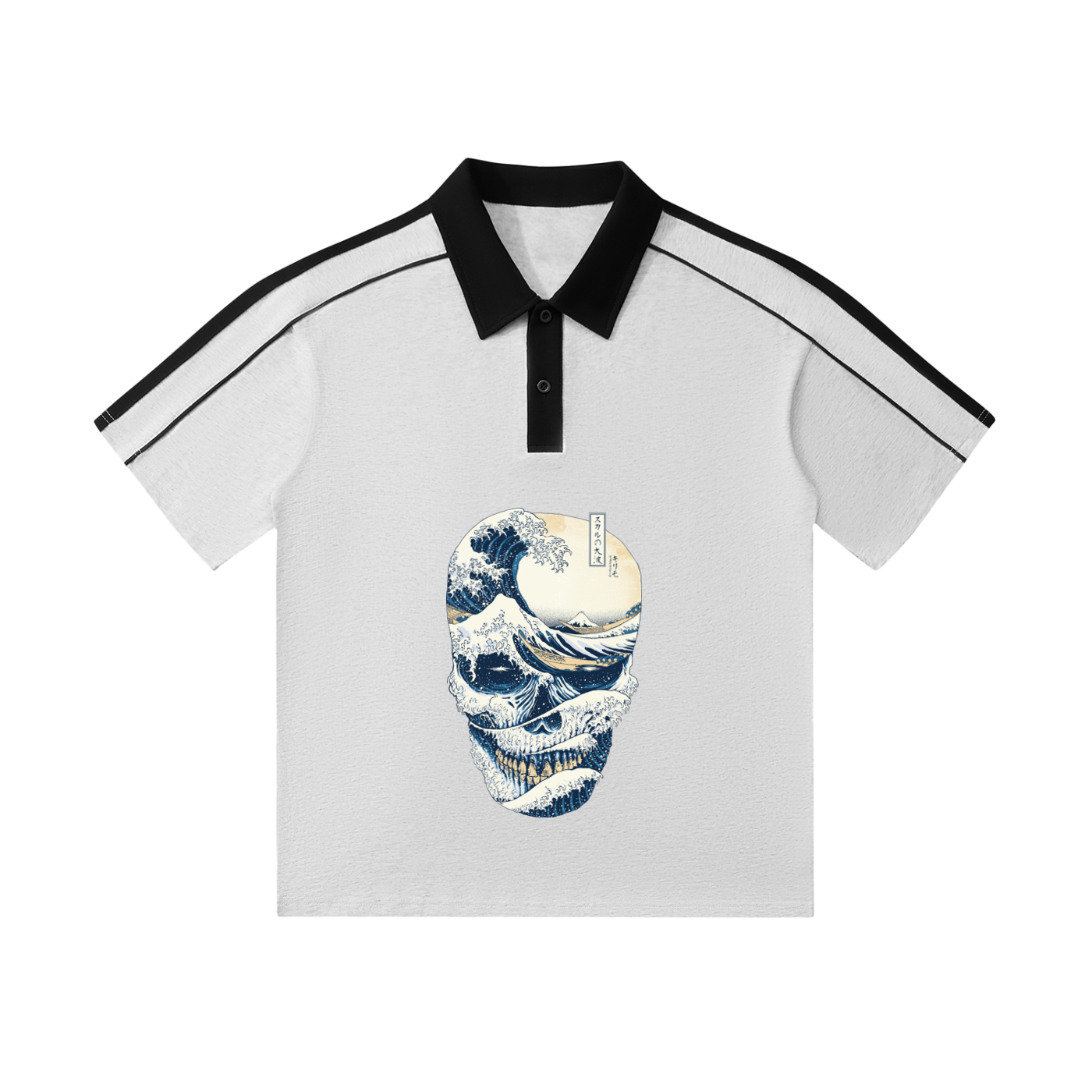 MountainStarGalaxy Contrast Collar Short-Sleeve Polo Shirt White Gray