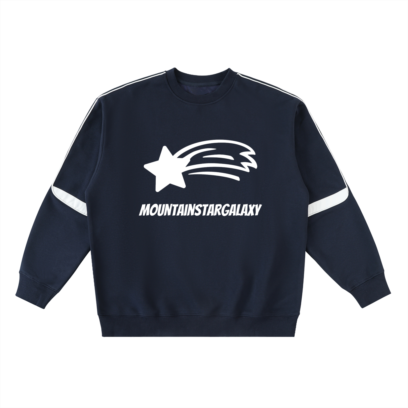 MountainStarGalaxy Unisex Oversized Crewneck Taped Unisex Sweatshirt Navy Blue