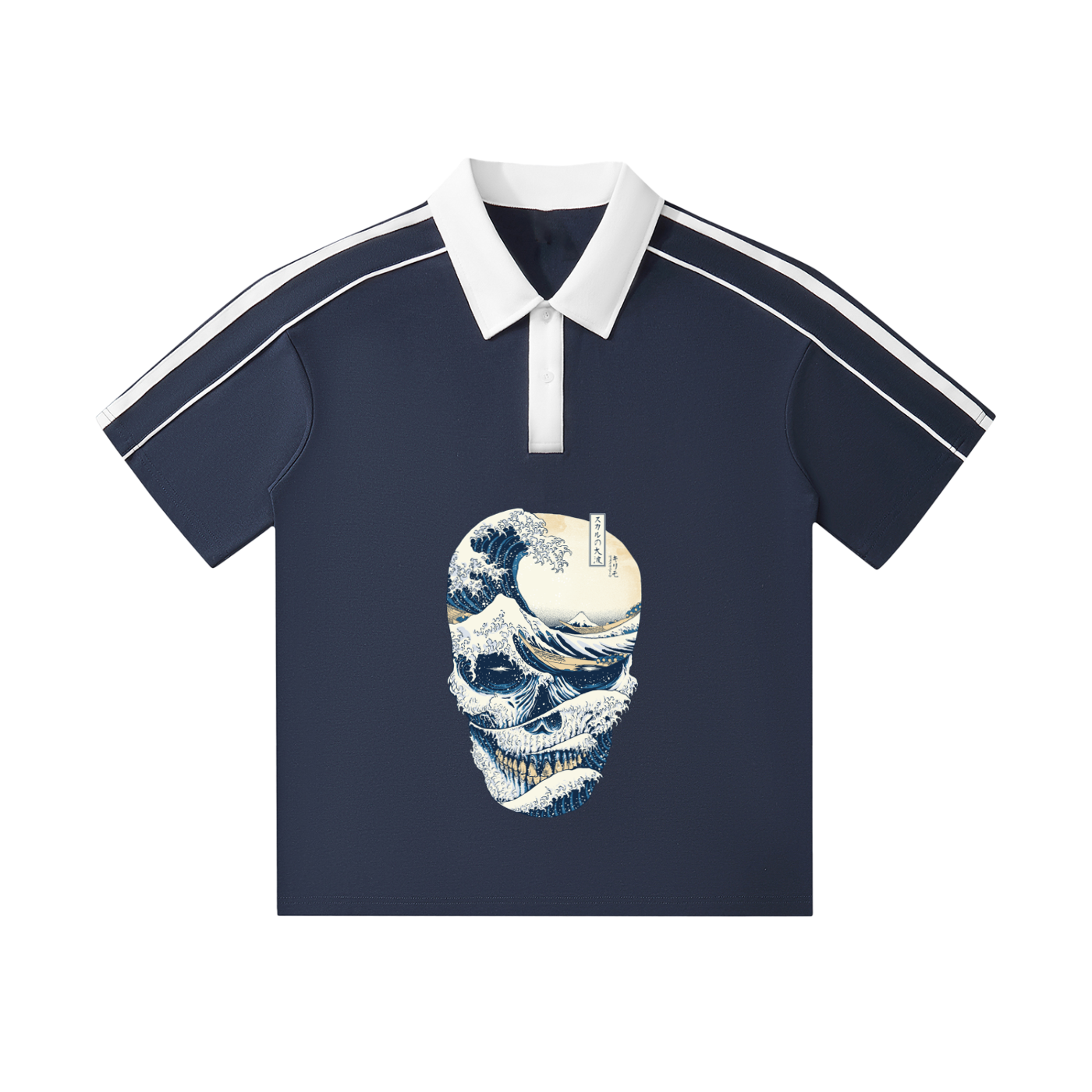 MountainStarGalaxy Contrast Collar Short-Sleeve Polo Shirt Navy Blue
