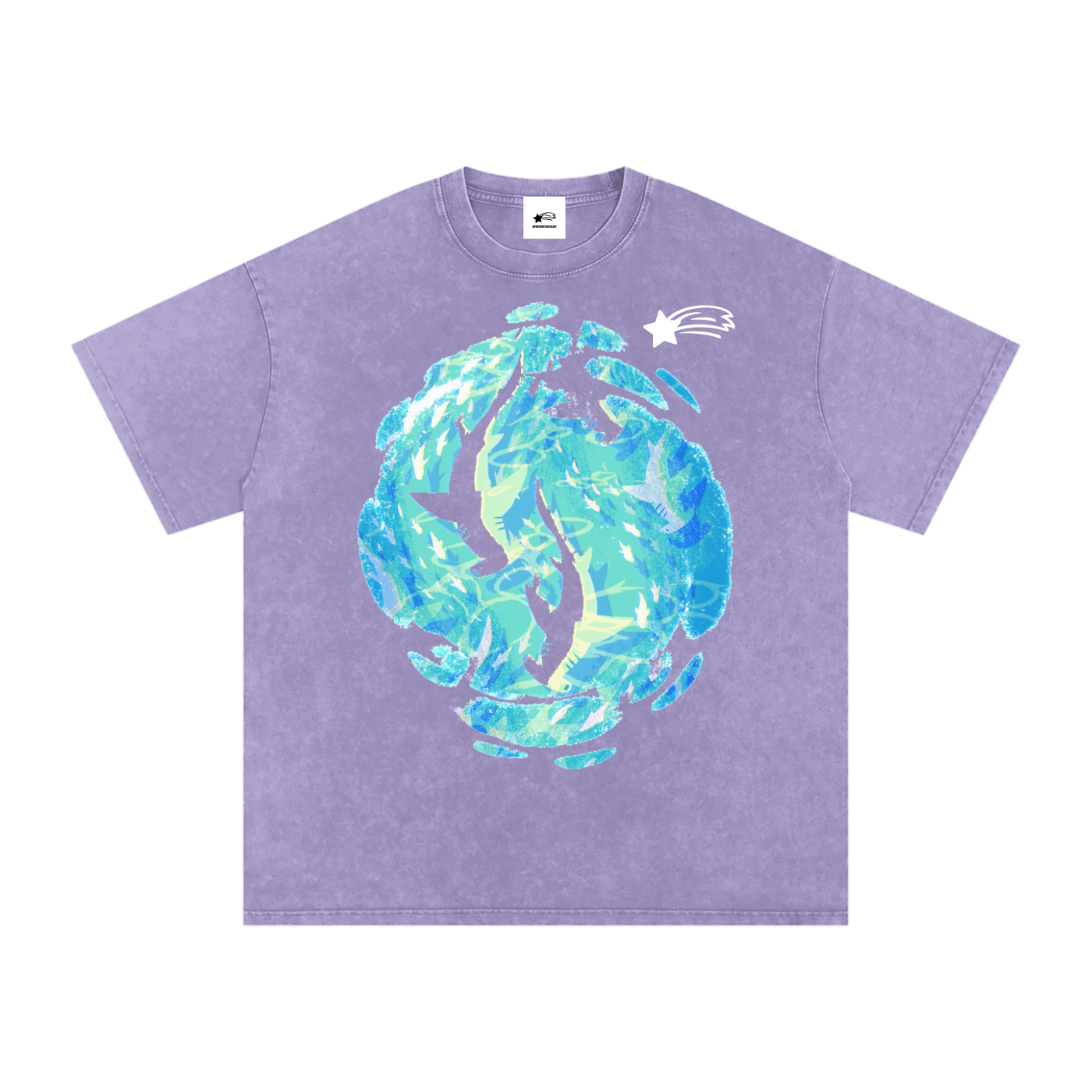 MountainStarGalaxy Unisex Snow Washed Oversized Cotton T-Shirt Light Purple