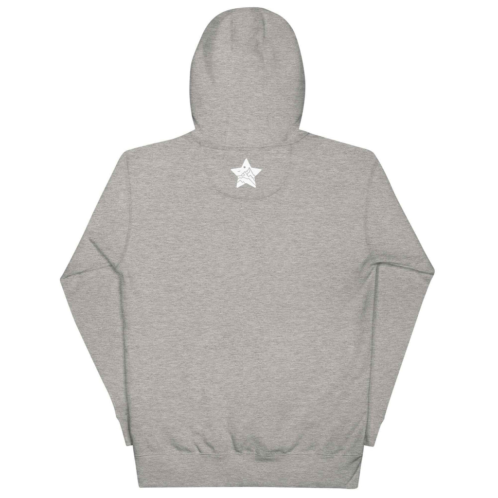 Cotton Heritage unisex premium carbon grey hoodie back, MountainStarGalaxy star logo