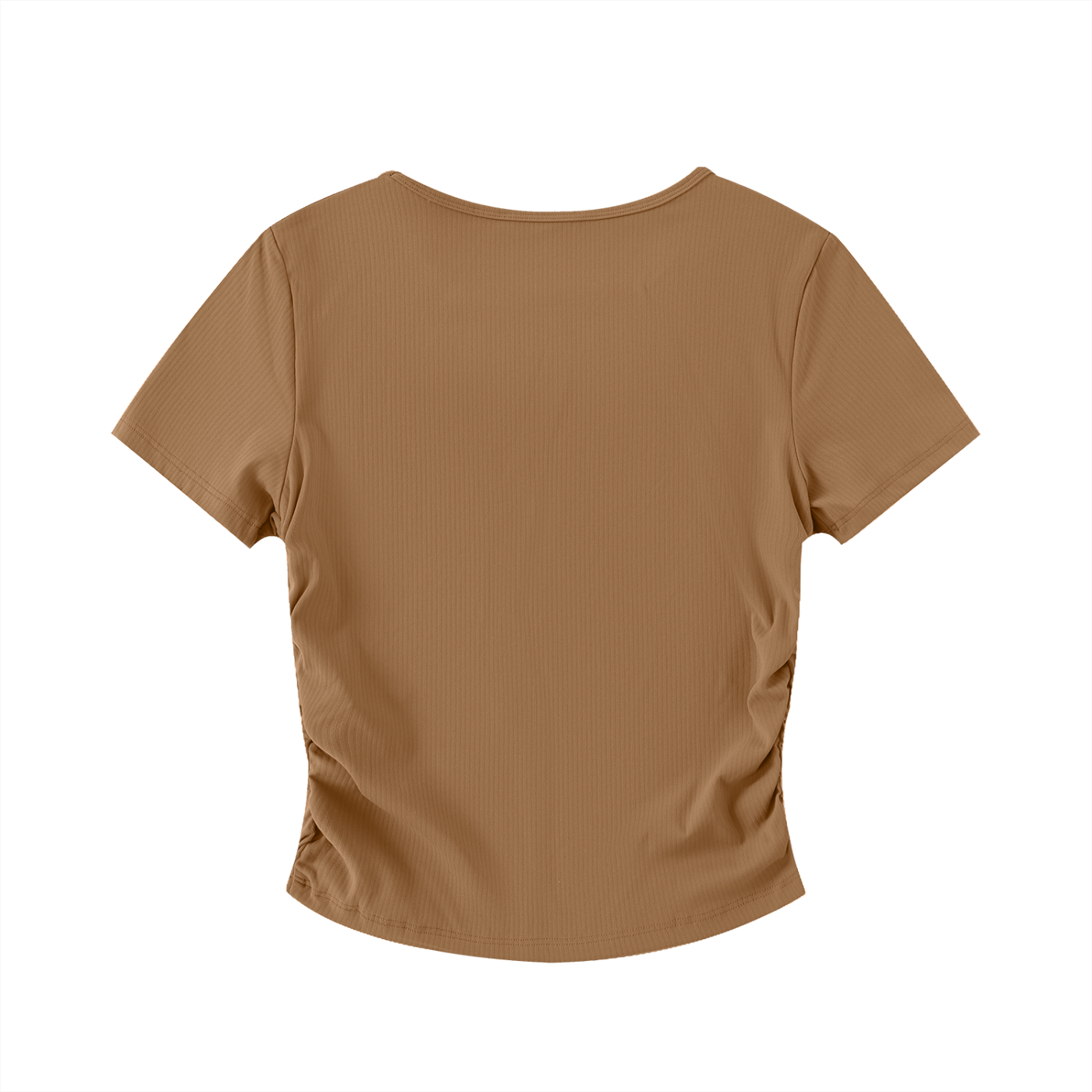 MountainStarGalaxy Women’s Ruched Bodycon Crop Top shirt Beige