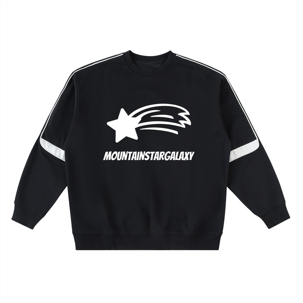 MountainStarGalaxy Unisex Oversized Crewneck Taped Unisex Sweatshirt Black