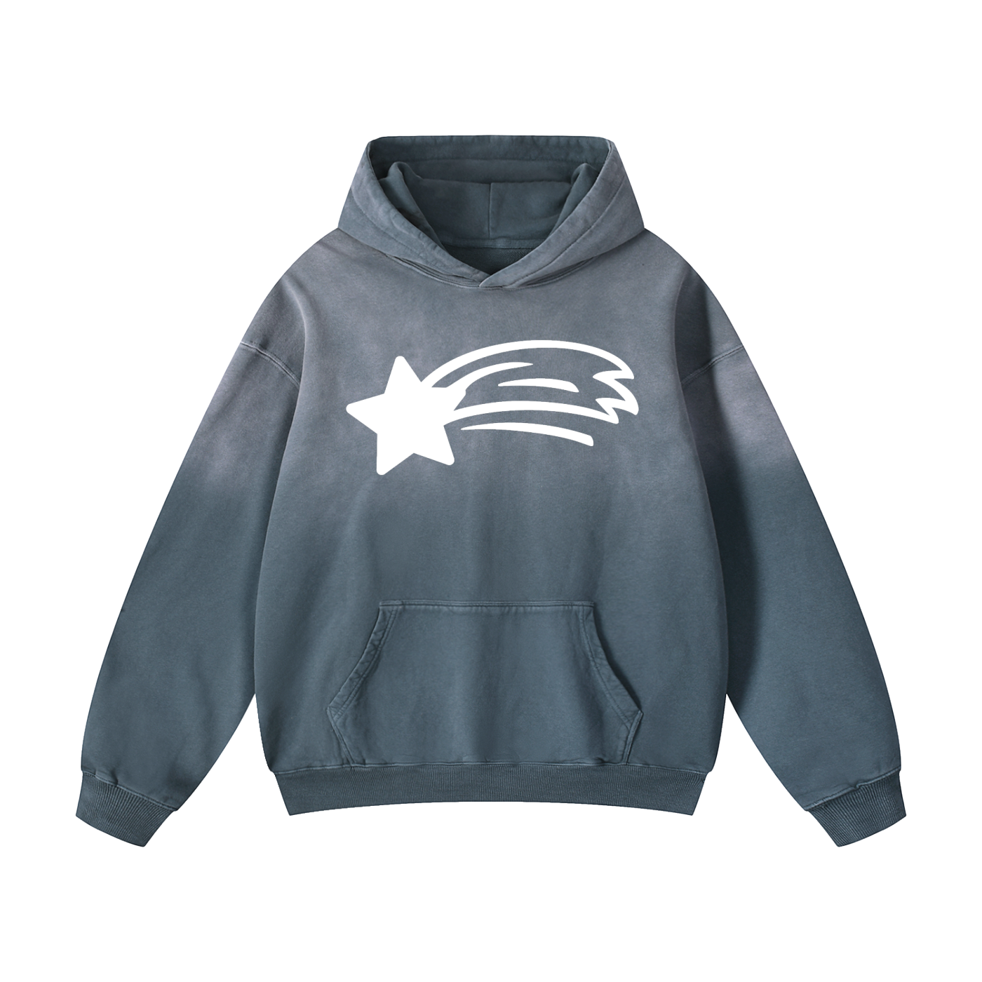 MountainStarGalaxy Heavyweight Sunfade Oversized Hoodie Gray Blue