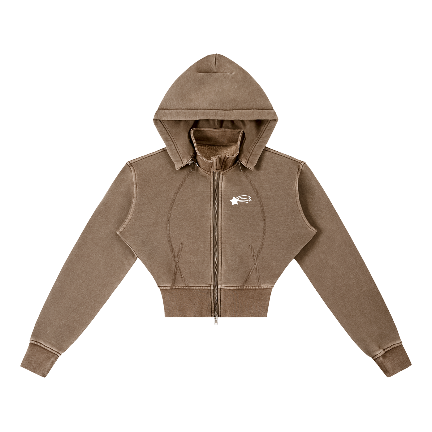 MountainStarGalaxy Women’s Vintage Washed Cropped Fleece Hoodie Coffee