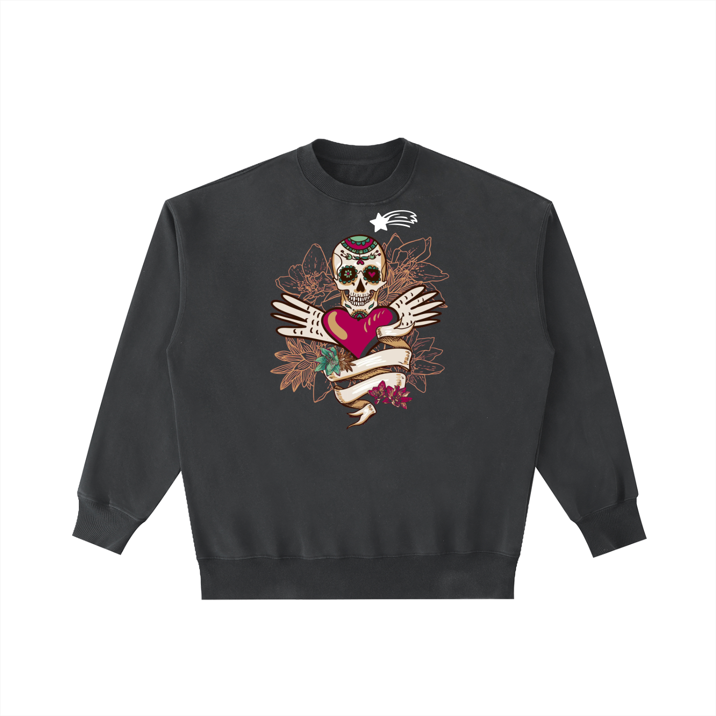 MountainStarGalaxy Vintage Washed Unisex Heavyweight Crewneck Sweatshirt Black