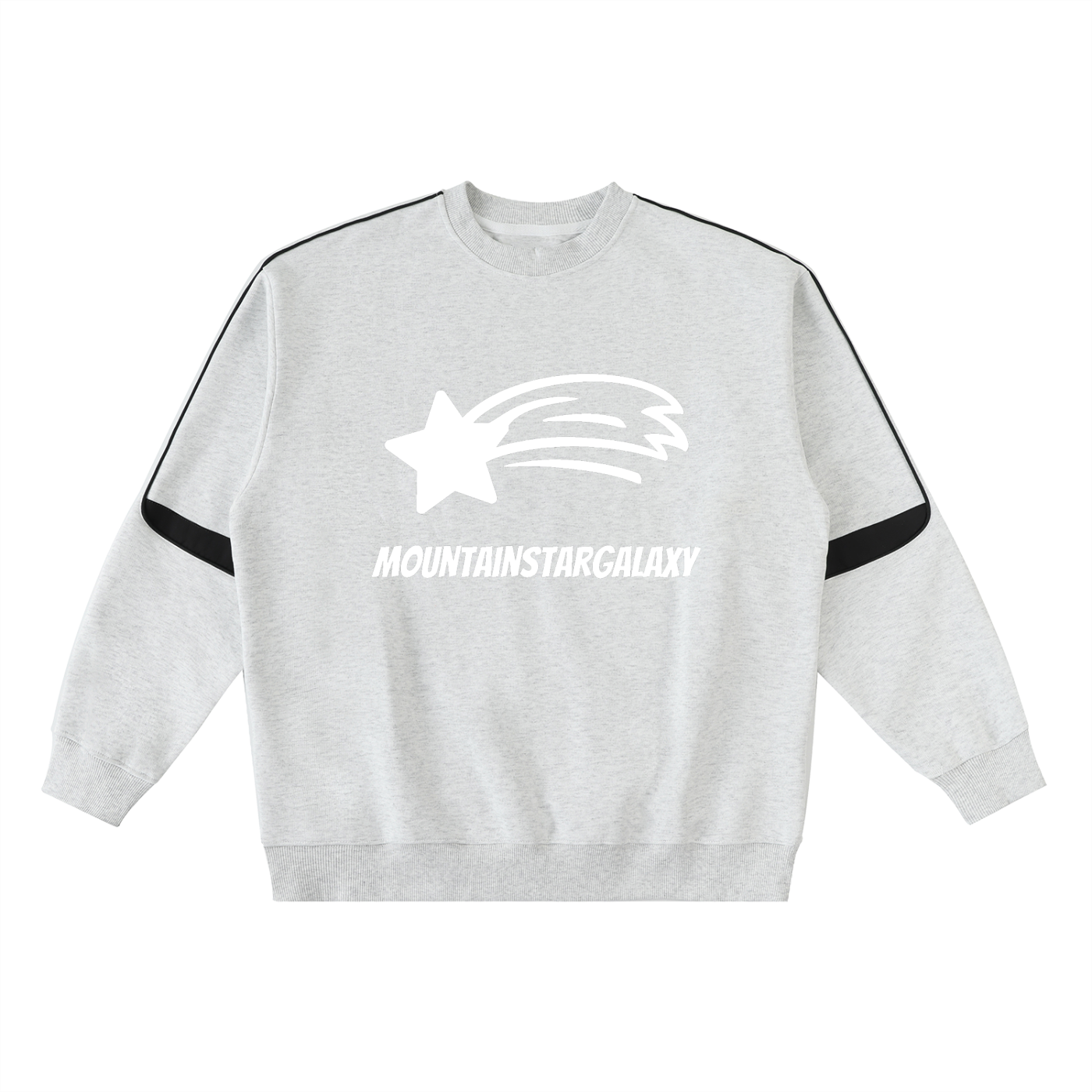 MountainStarGalaxy Unisex Oversized Crewneck Taped Unisex Sweatshirt White Gray