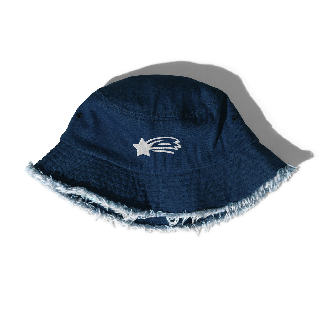MountainStarGalaxy Distressed Denim Bucket Hat Light Denim
