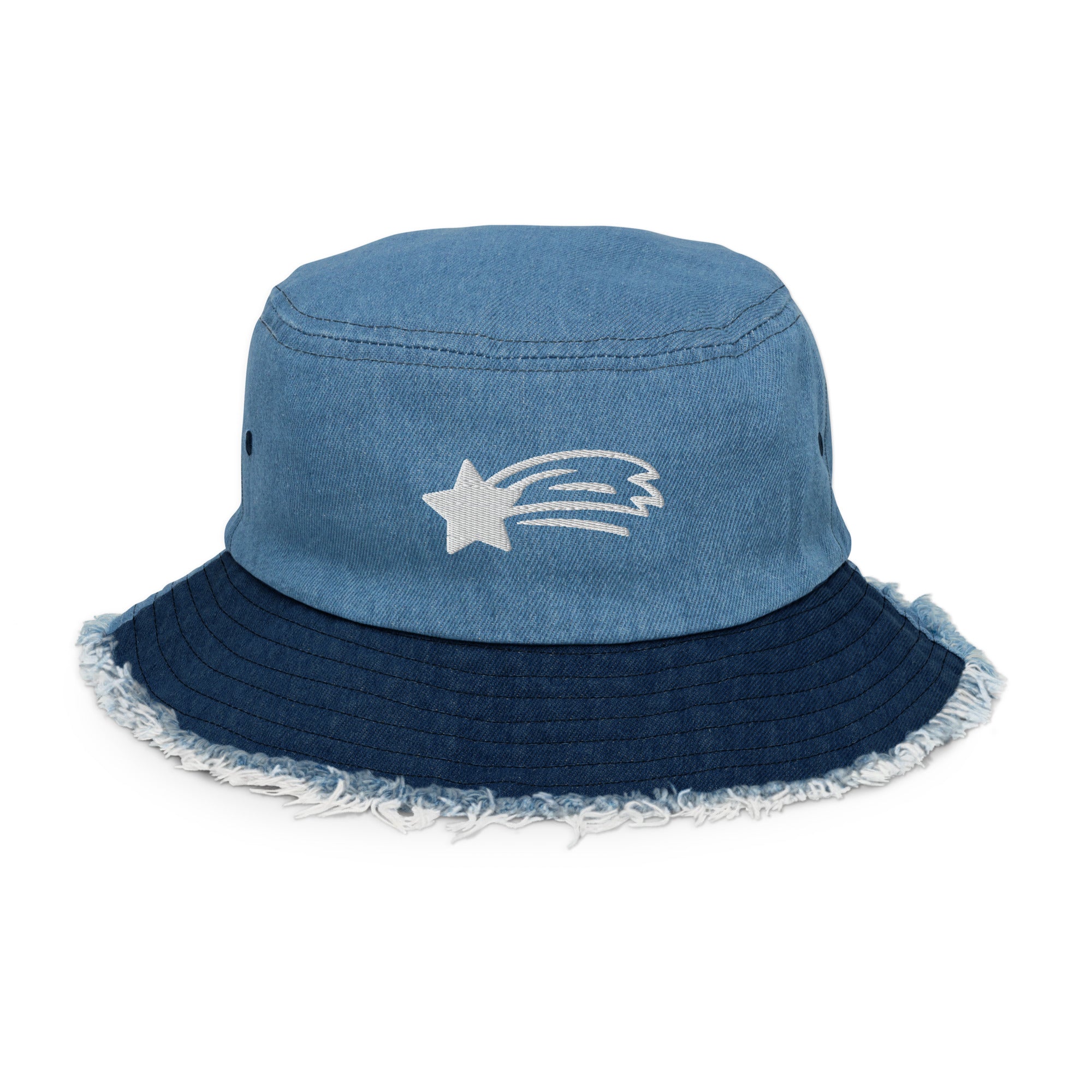 MountainStarGalaxy Distressed Denim Bucket Hat Classic Light Denim