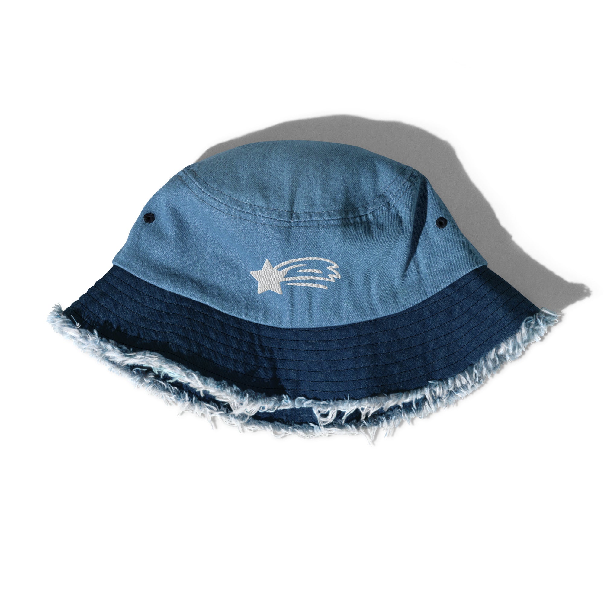 MountainStarGalaxy Distressed Denim Bucket Hat Light Denim