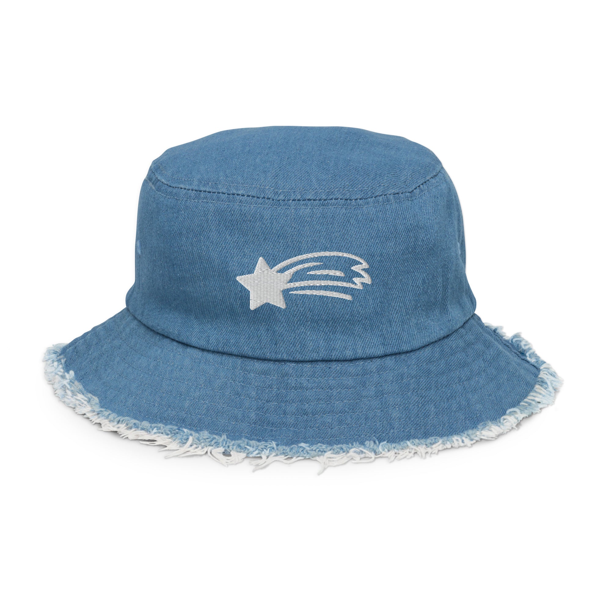 MountainStarGalaxy Distressed Denim Bucket Hat Light Denim