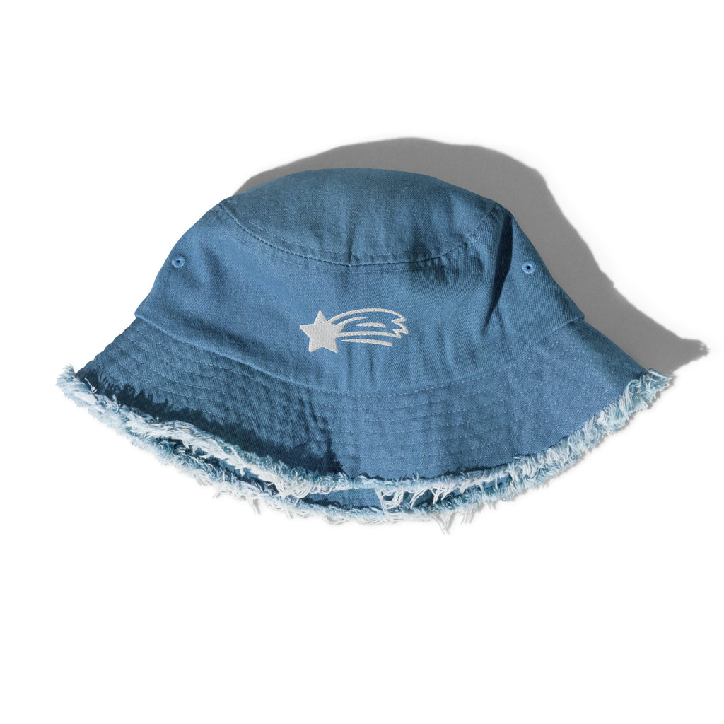 MountainStarGalaxy Distressed Denim Bucket Hat Light Denim